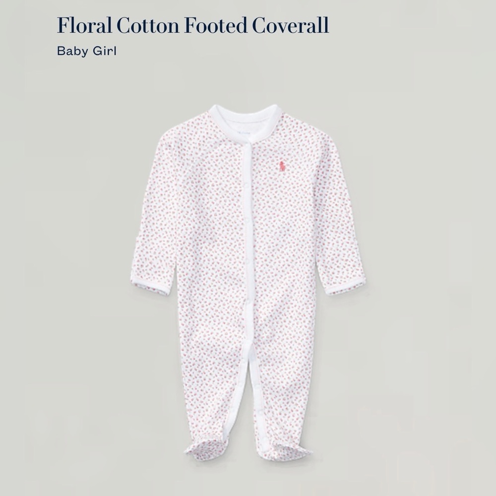 Ralph Lauren NB Floral Cotton Footed Coverall